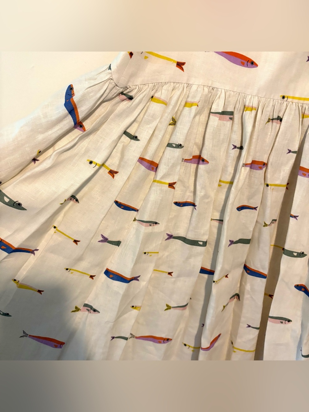 Staud Procida linen maxi skirt in pop sardines fish print - Picture 6 of 9